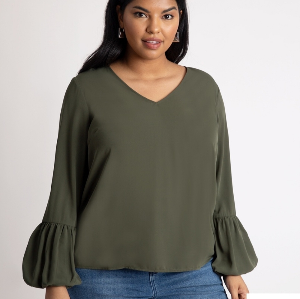 Eloquii Drama Sleeve Top, Size 18